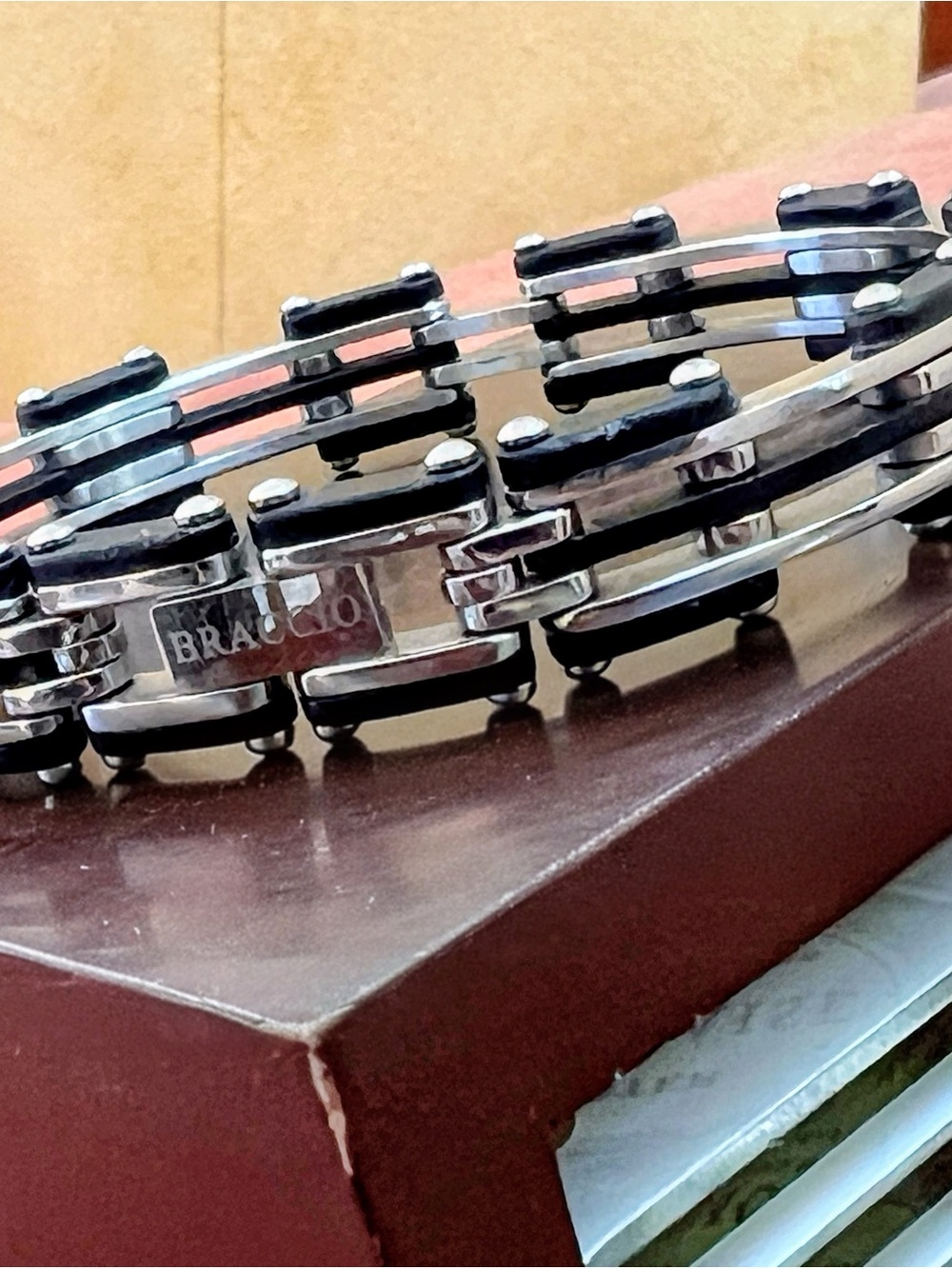 Braccio Silver and Black Link Men’s Bracelet
